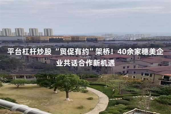 平台杠杆炒股 “贸促有约”架桥！40余家穗美企业共话合作新机遇