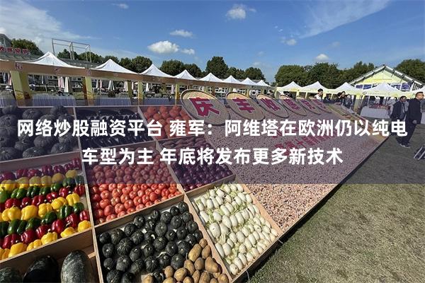 网络炒股融资平台 雍军:阿维塔在欧洲仍以纯电车型为主 年底将发布更多新技术