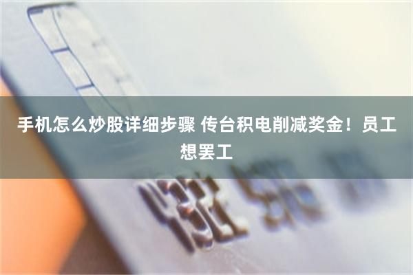 手机怎么炒股详细步骤 传台积电削减奖金！员工想罢工
