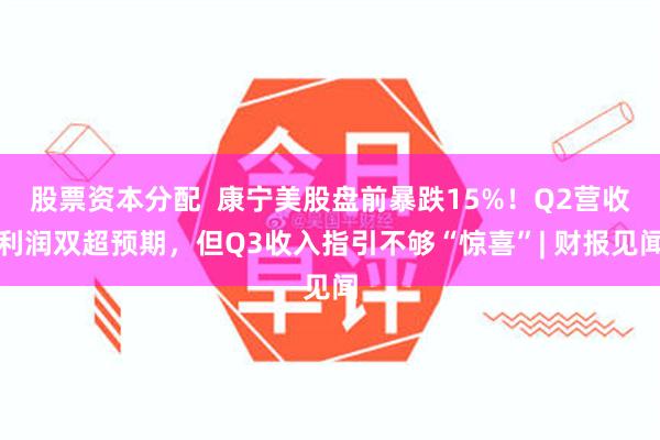 股票资本分配  康宁美股盘前暴跌15%！Q2营收利润双超预期，但Q3收入指引不够“惊喜”| 财报见闻