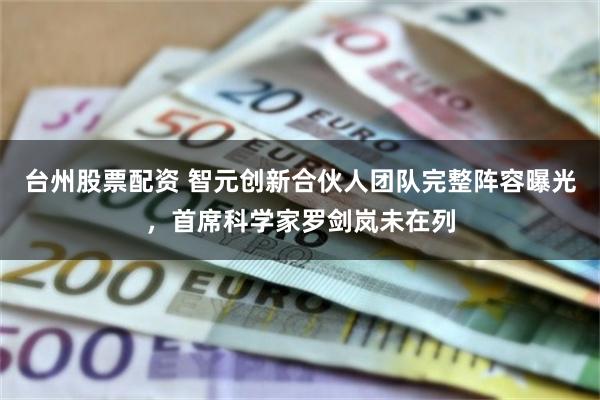 台州股票配资 智元创新合伙人团队完整阵容曝光，首席科学家罗剑岚未在列