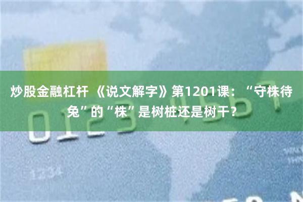 炒股金融杠杆 《说文解字》第1201课：“守株待兔”的“株”是树桩还是树干？