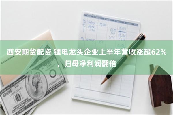 西安期货配资 锂电龙头企业上半年营收涨超62%，归母净利润翻倍